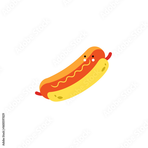 cartoon hotdog with mustard smile.svg