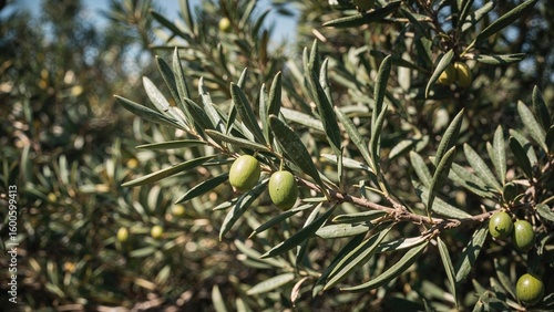 Picture of an olive tree with a lush green backdrop