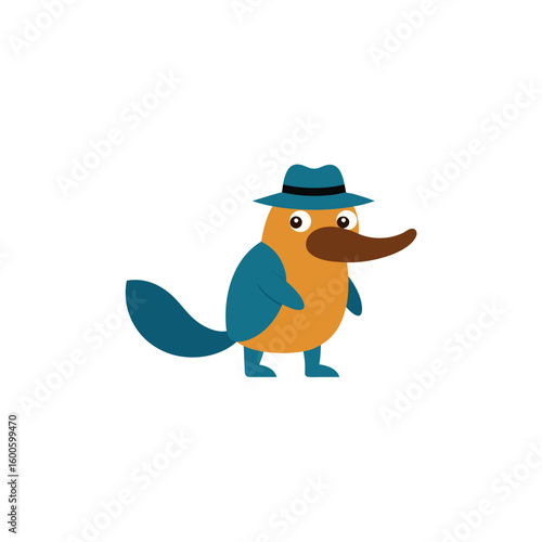 cartoon platypus with detective hat 