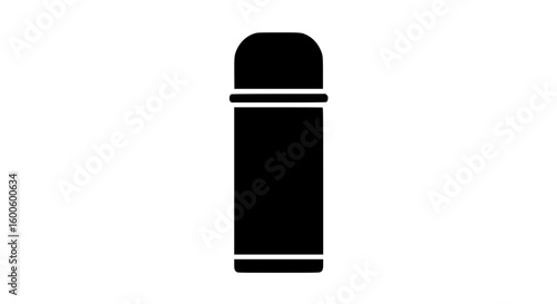 Thermos black and white icon in a white minimalist