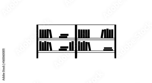 A bookcase with books minimalist in a white background beautiful