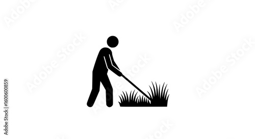 A man mowsh grass icon vector
