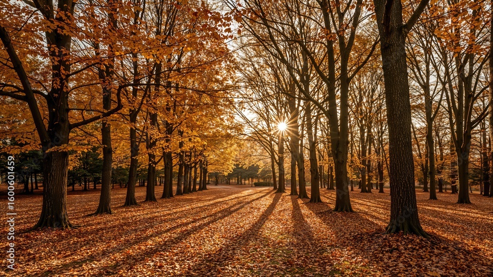 Fototapeta premium Autumnal forest scenery with colorful trees
