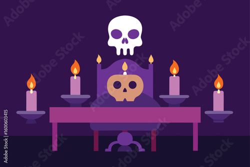 a spooky dining table with glowing candles and sku (2).eps