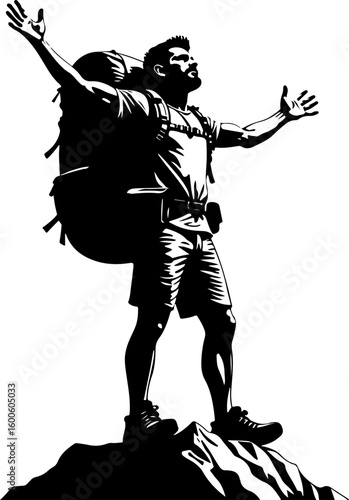 hiking, silhouette, group,  outdoors, nature, adventure, walk, vector bundle