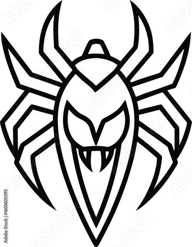 tarantula head logo with sharp fang details vector 