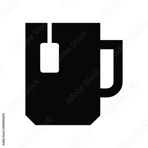 Black and white minimalistic teacup graphic symbol