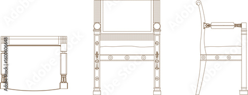 vector sketch illustration silhouette architectural design interior furniture drawing carved wooden chair for dining room