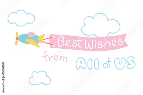 Farewell card on cloud background