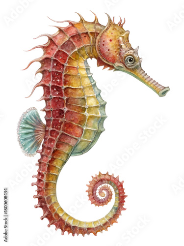colorful sea horse isolated on transparent background
