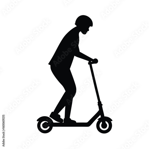 Person on a scooter silhouette, side view