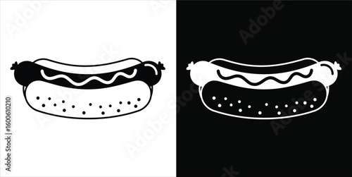 Hot dog icon with mustard in a bun