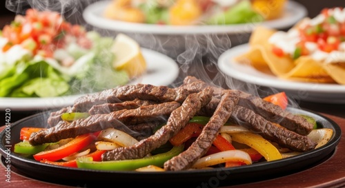 Wallpaper Mural Delicious Sizzling Beef Fajitas with Peppers and Onions Served Hot Torontodigital.ca