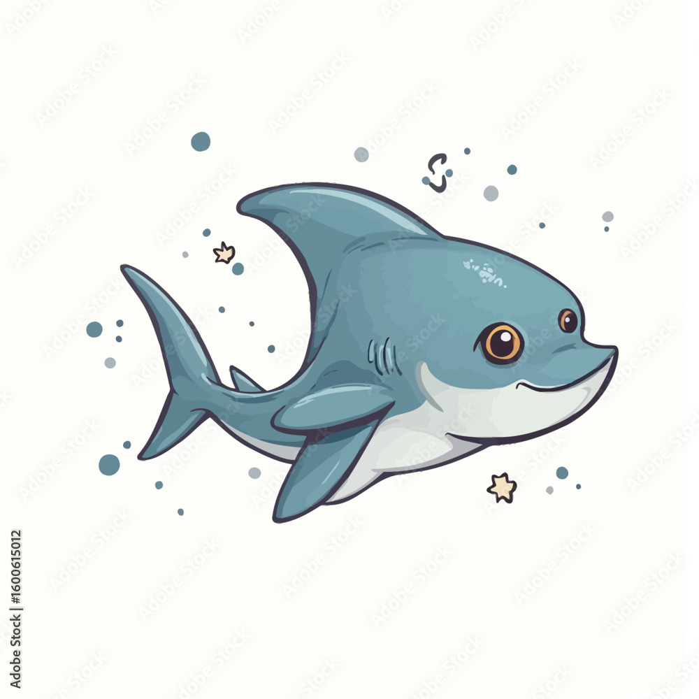 Fototapeta premium Cute Shark Cartoon Very Cool Design