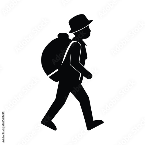 Silhouette of a traveler with a backpack