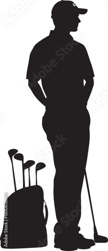 A golfer standing by their bag, selecting the appropriate club for the next shot.