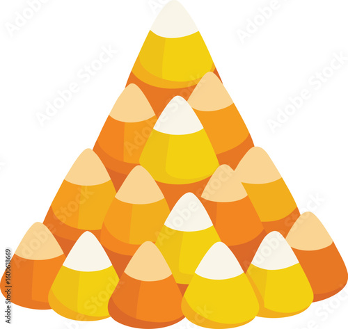 Pile of candy corn treats isolated on transparent background