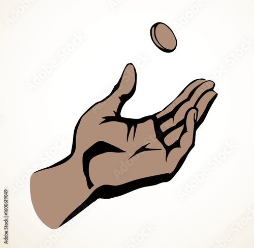 Vector drawing. The hand draws lots