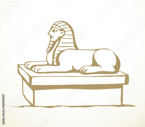 Vector drawing. Egyptian sphinx monument