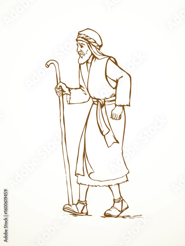 Vector drawing. Jewish man walk