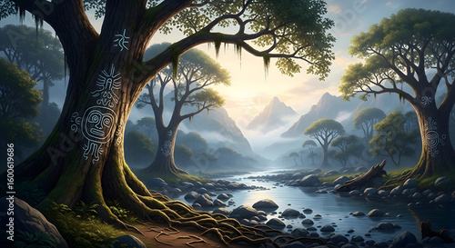 Peaceful River Landscape in Tribal Forest