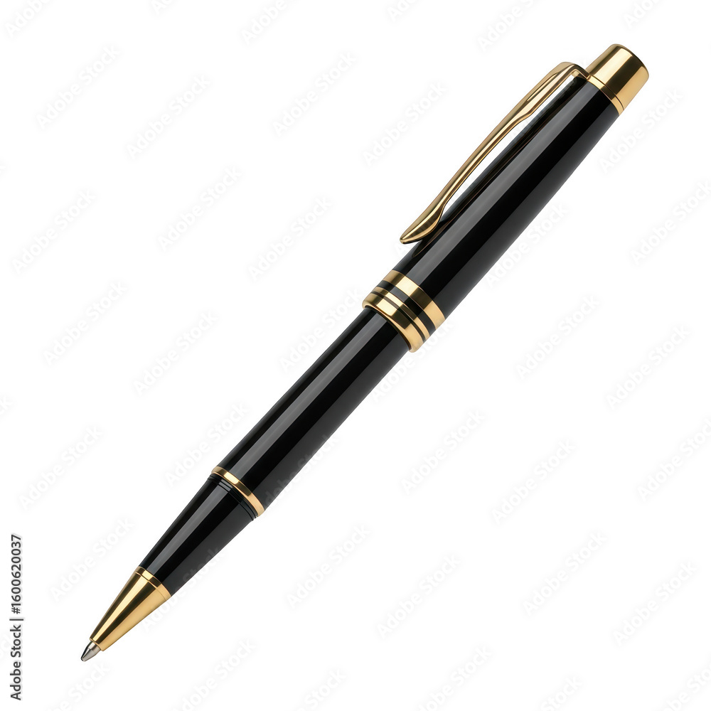 Elegant black and gold pen isolated on transparent background Elegant black and gold pen isolated on transparent background