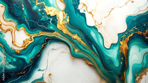Wallpaper Mural Abstract Teal and Gold Marble Flowing Design Torontodigital.ca