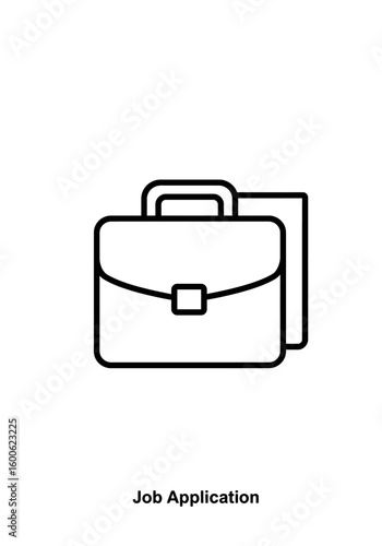 Line Art Illustration of a Closed Briefcase with Documents