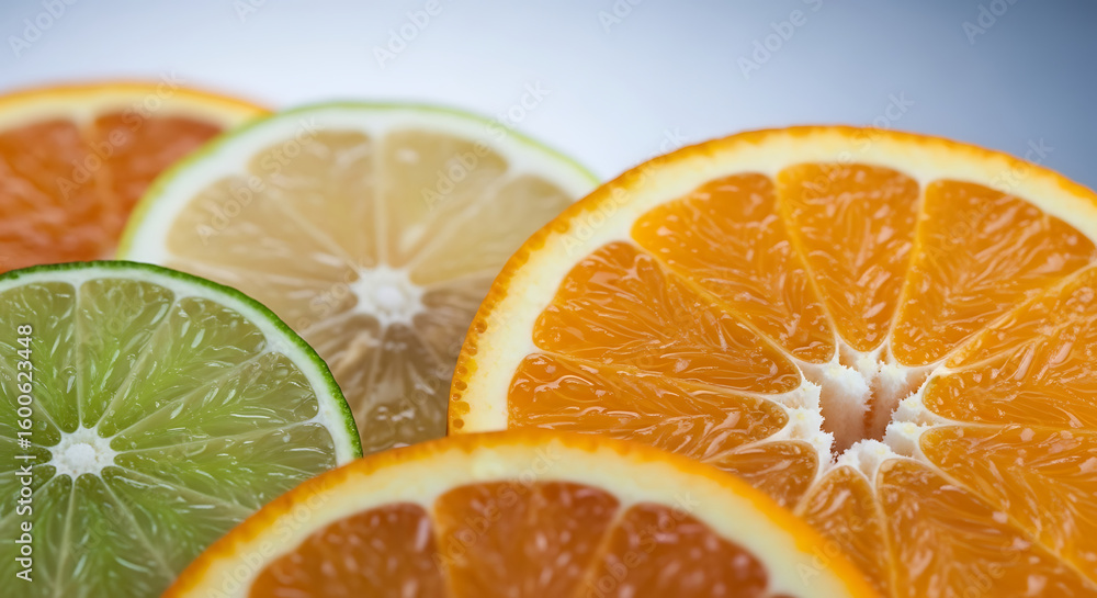 Fototapeta premium orange and lime on macro shoot