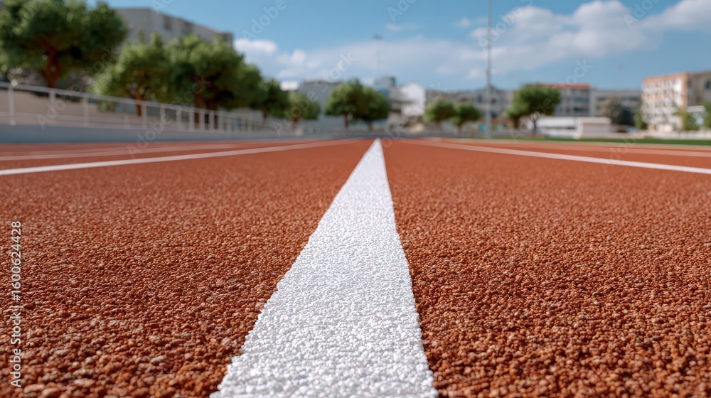 Obraz premium Abstract Texture of Running Track with Clear Blue Sky and Trees
