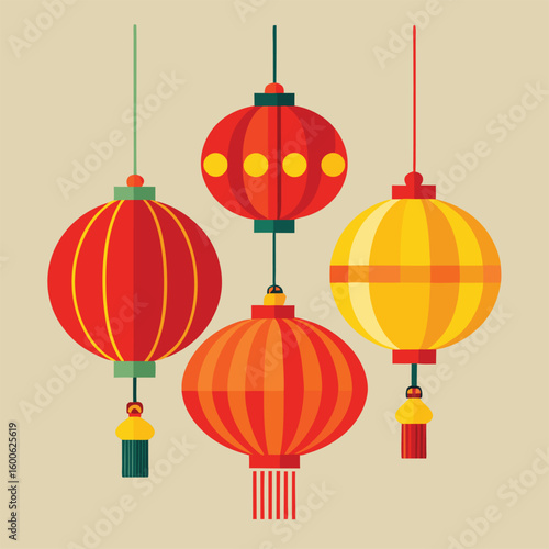Set of isolated chinatown lanterns for new year or festival. 