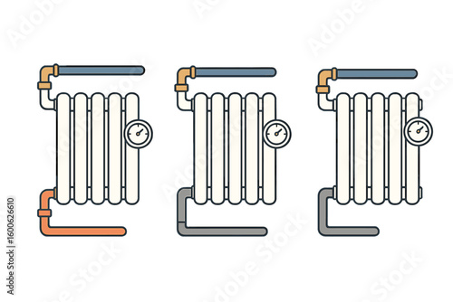 Various designs of radiators showing different heating mechanisms and styles in a modern home setting