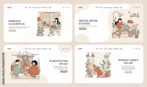 Cozy Lifestyle Moments Collection Vector Illustration Set