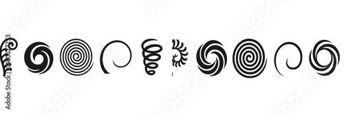 Black and white spiral designs showcasing various swirling patterns for artistic inspiration