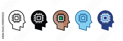 Machine Learning Chip  Icon Element For Design