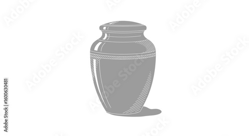  Funeral urn illustration in grey for ashes and memorial concept