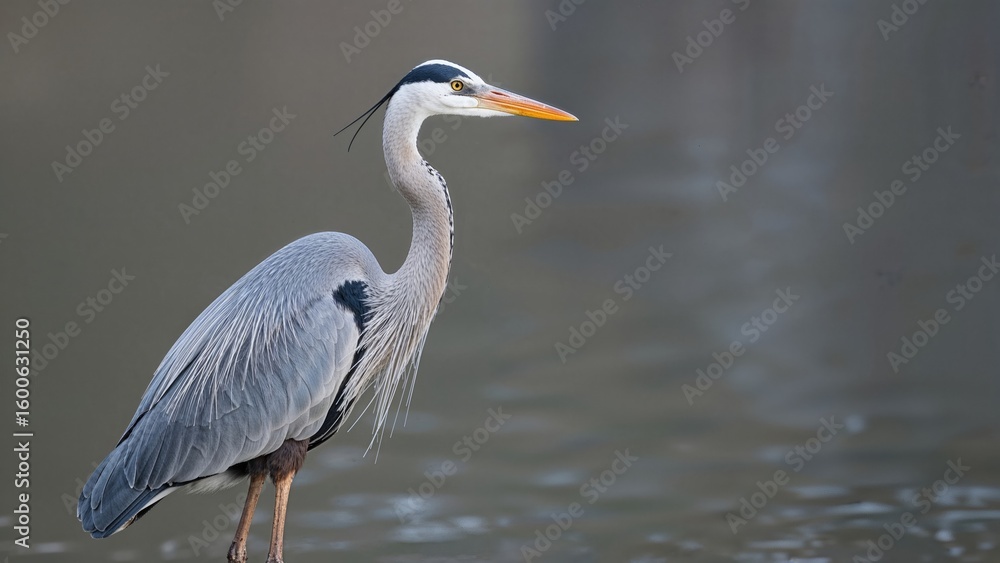 Fototapeta premium Silhouette of a majestic large wading bird
