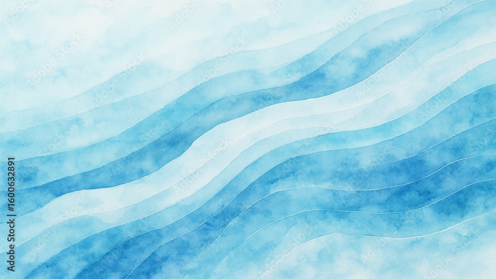 Obraz premium Watercolor Blue Wave Pattern Background
