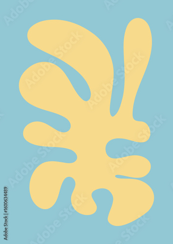 Minimalist Wavy Shape Poster Background. Modern Abstract Art Design Template