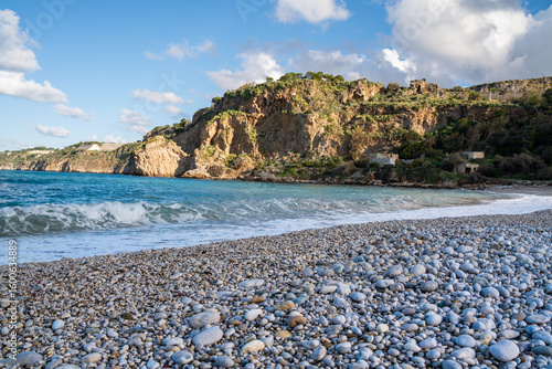Rocky beach with cliffs