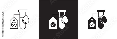 Chemistry vial glass icon. Biological and chemistry sample icon. Icon symbol for research, blood sample, laboratory. Vector illustration