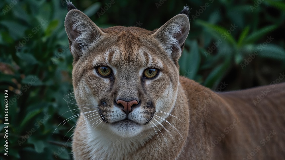 Fototapeta premium Wild pumas seen roaming in the metropolitan animal sanctuary