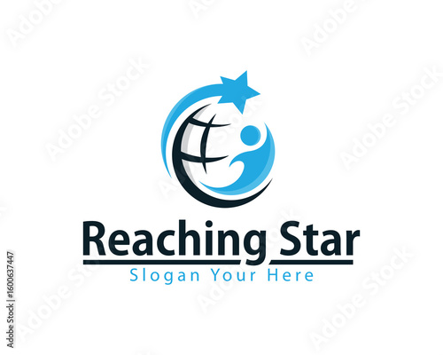 reaching star logo creative design concept global education