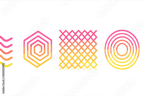 Colorful geometric patterns create a visually stimulating display illustrating modern design concepts and creativity