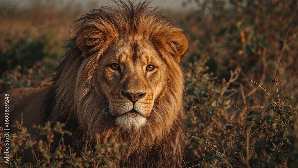 Fototapeta premium Close-up of a majestic lion's face