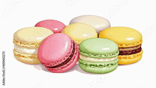 Sweet Ruffle macarons isolated watercolor vector illustration svg