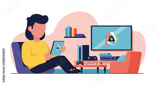Person relaxing at home using a tablet, perfect for blogs about leisure or technology.