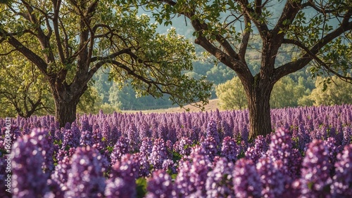 Wallpaper Mural Spring bloom of lilac flowers and trees in a vibrant landscape Torontodigital.ca