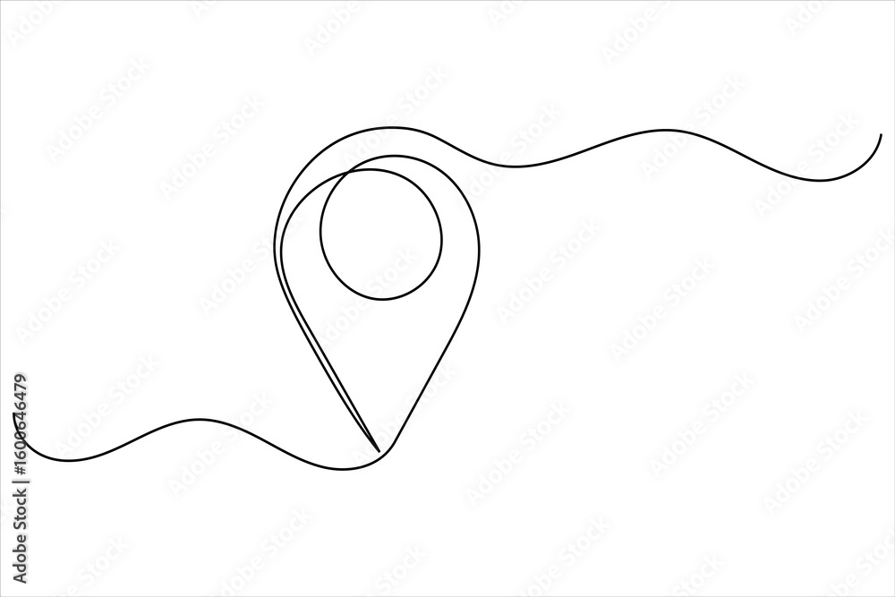 Continuous line drawing of a location map path with destination markers. Minimalist route and direction symbol Continuous line drawing of a location map path with destination markers. Minimalist route and direction symbol