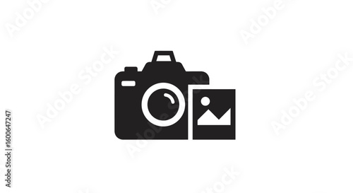 Simple Black Silhouette of a Camera and Photo